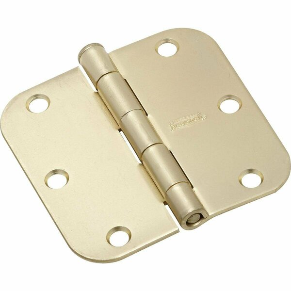 National 3-1/2 In. x 5/8 In. Radius Satin Brass Door Hinge N830224